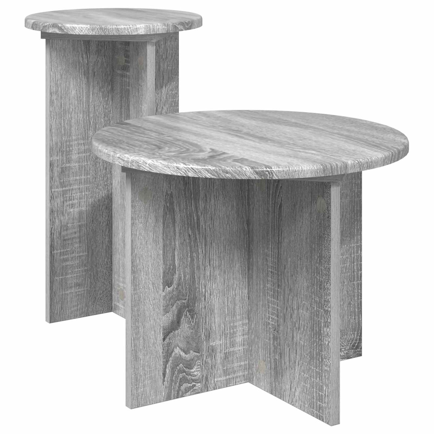 Side Table Set 2 pcs Grey Sonoma Ø 45 x 35 cm Engineered Wood