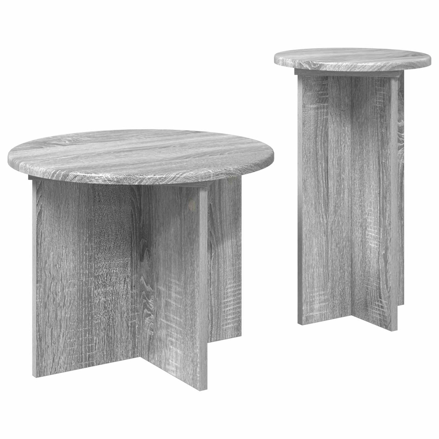 Side Table Set 2 pcs Grey Sonoma Ø 45 x 35 cm Engineered Wood