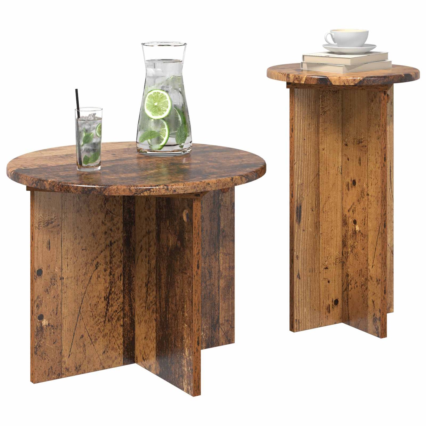 Side Table Set with Storage 2 pcs Old Wood Engineered Wood