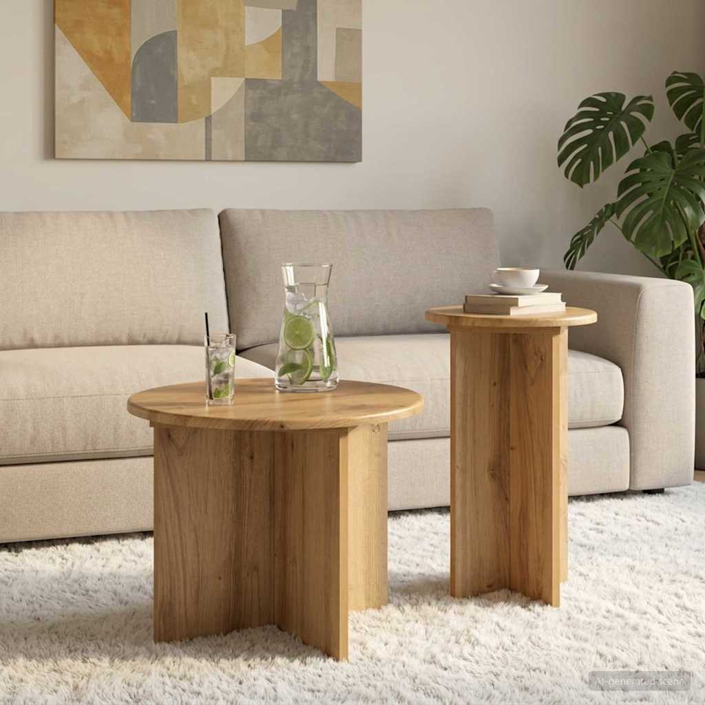 Side Table Set with Storage 2 pcs Artisan Oak Engineered Wood