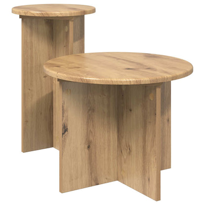 Side Table Set with Storage 2 pcs Artisan Oak Engineered Wood