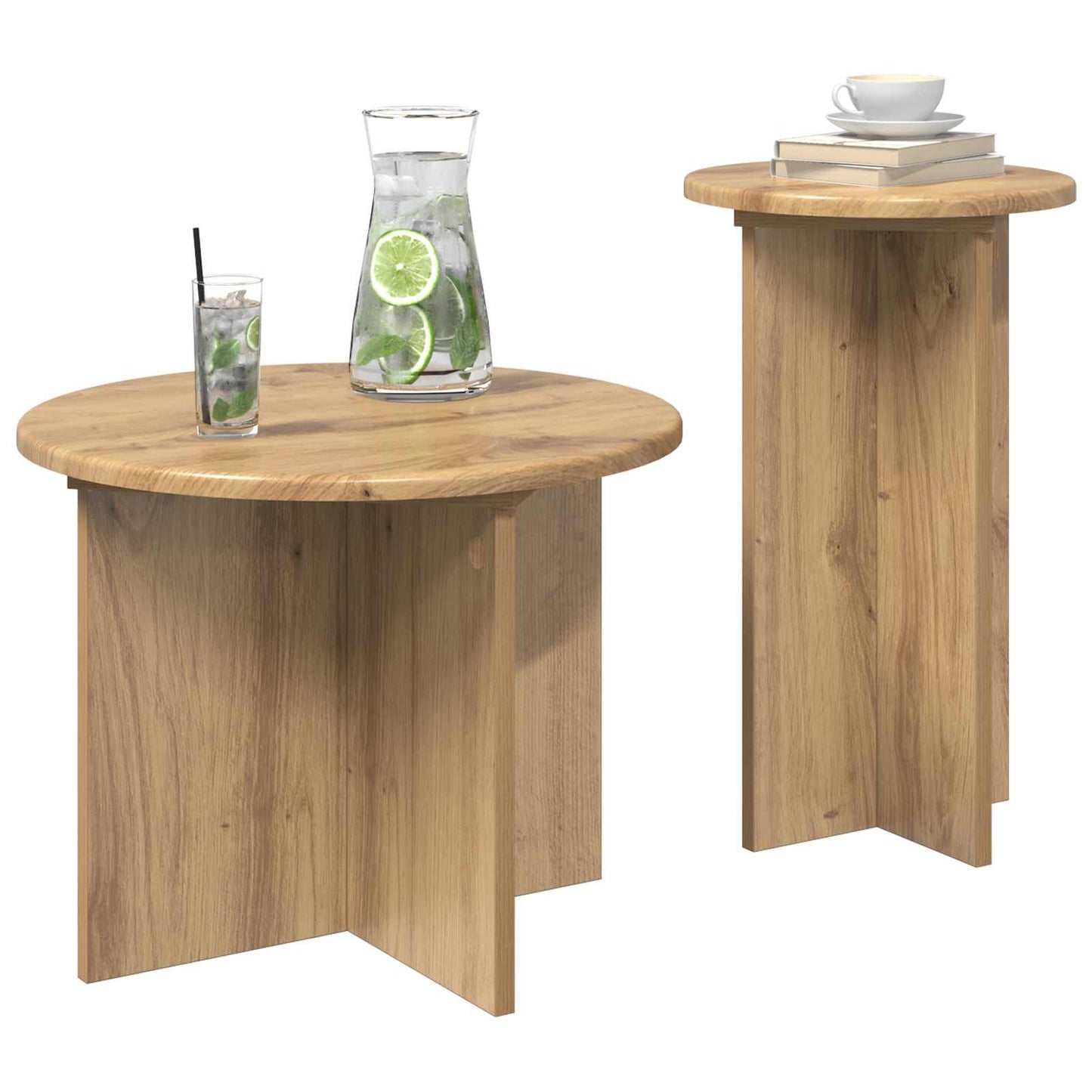 Side Table Set with Storage 2 pcs Artisan Oak Engineered Wood