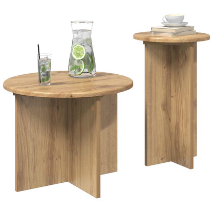 Side Table Set with Storage 2 pcs Artisan Oak Engineered Wood