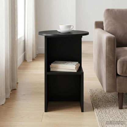 Side Table Black Oak Ø 39.5 x 55 cm Engineered Wood