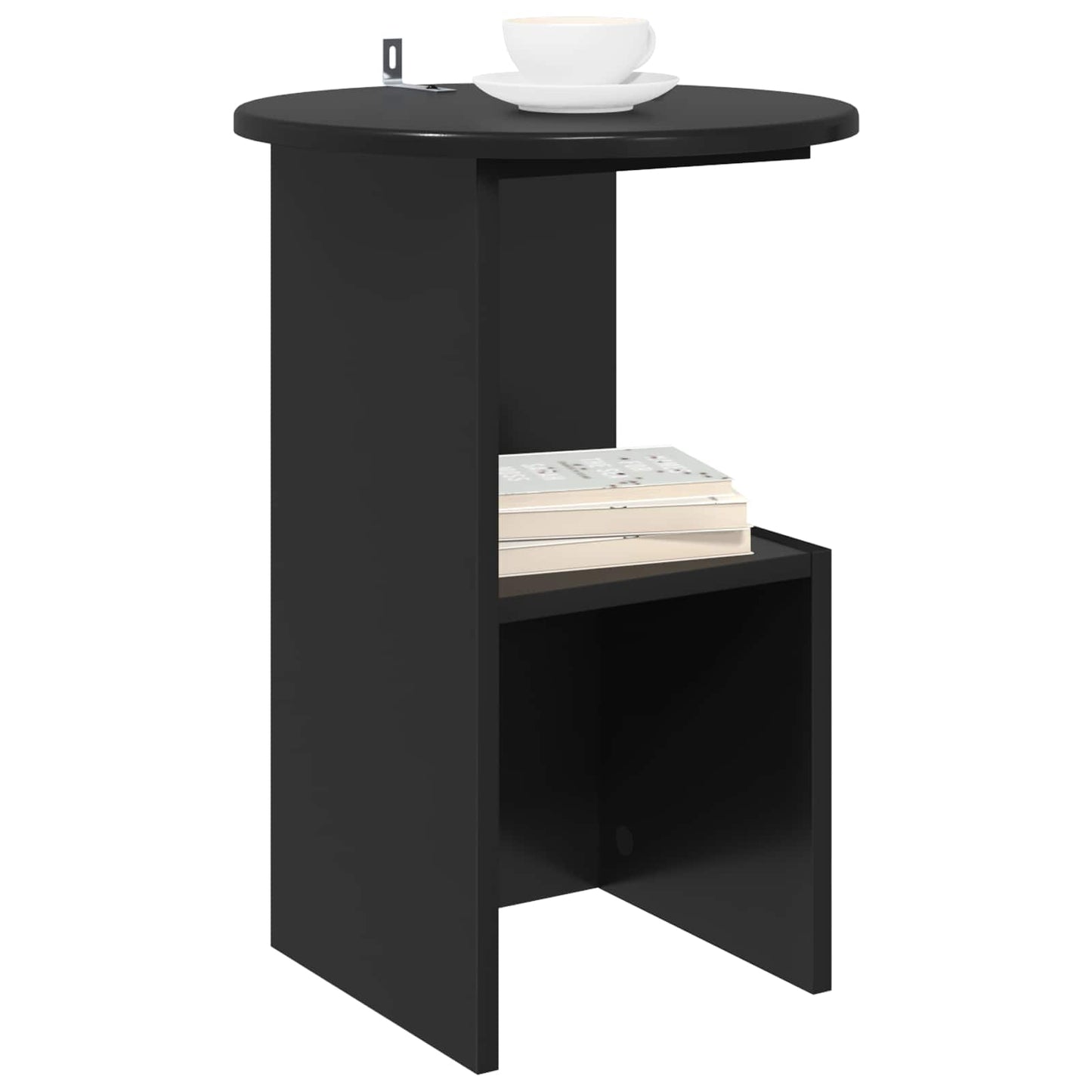 Side Table Black Oak Ø 39.5 x 55 cm Engineered Wood