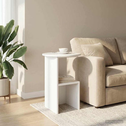 Side Table High Gloss White Ø 39.5 x 55 cm Engineered Wood
