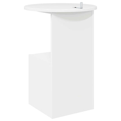 Side Table High Gloss White Ø 39.5 x 55 cm Engineered Wood