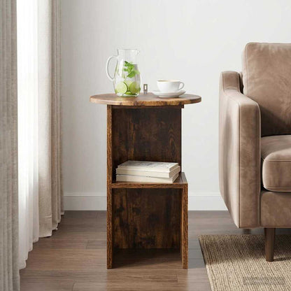 Side Table Smoked Oak Ø 39.5 x 55 cm Engineered Wood