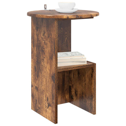 Side Table Smoked Oak Ø 39.5 x 55 cm Engineered Wood