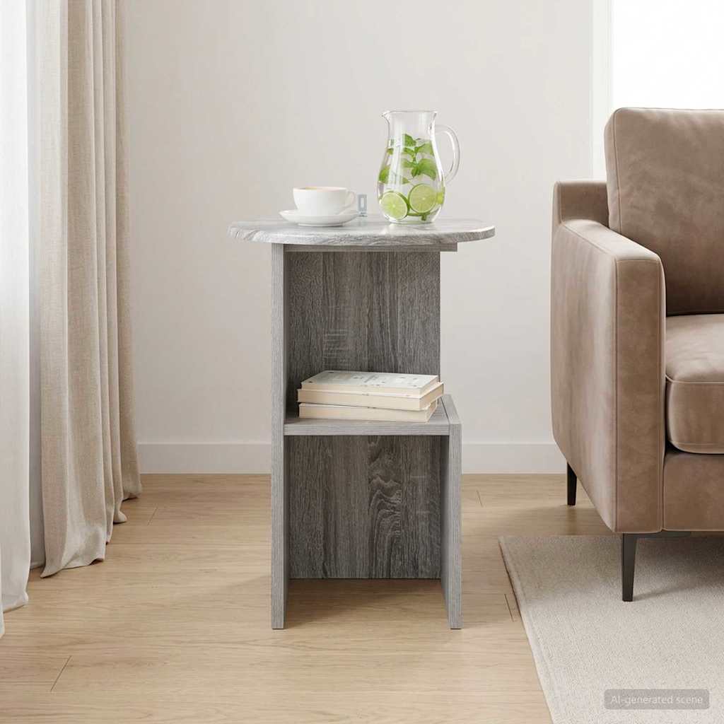Side Table Grey Sonoma Ø 39.5 x 55 cm Engineered Wood