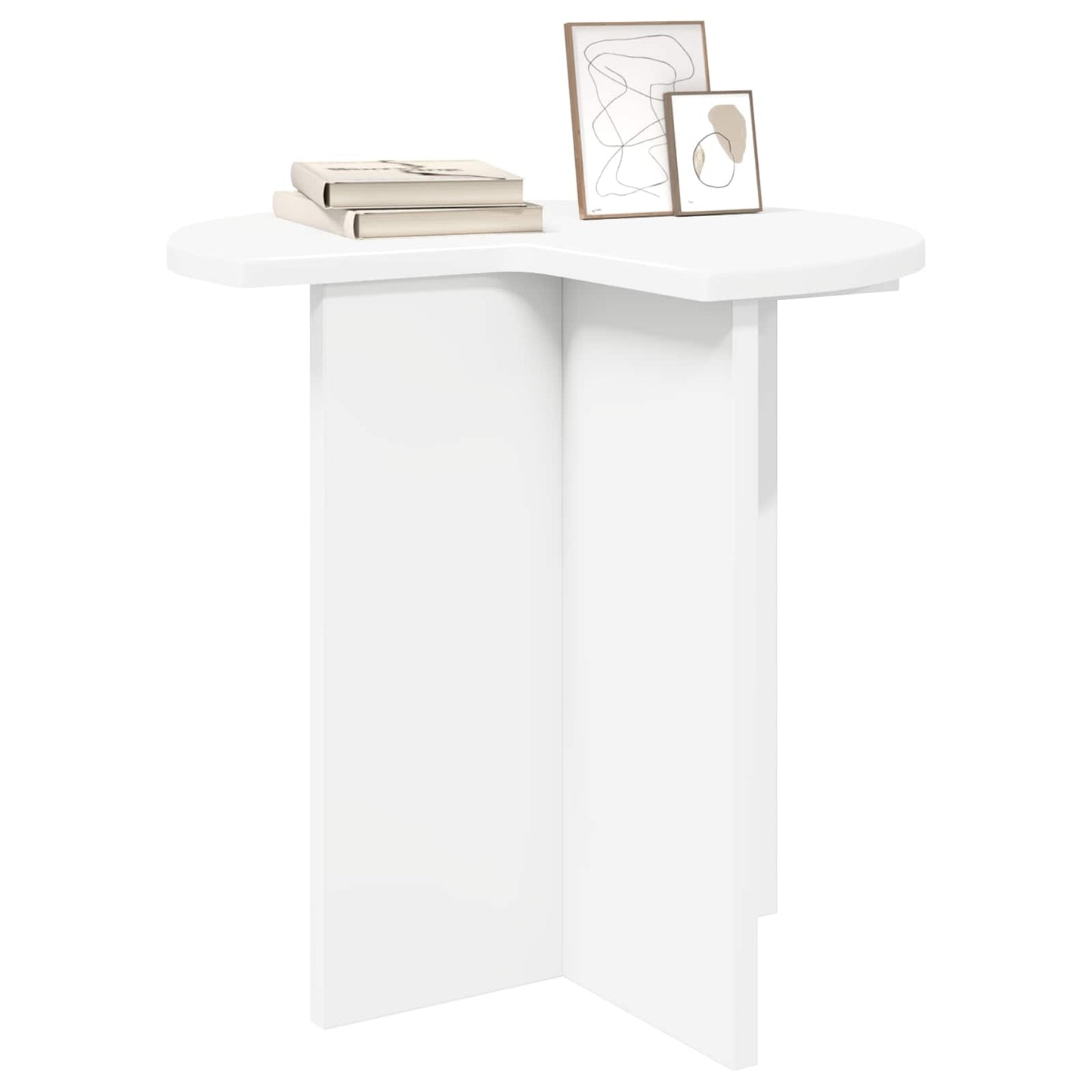 Side Table with Storage White Ø 39 x 38 cm Engineered Wood