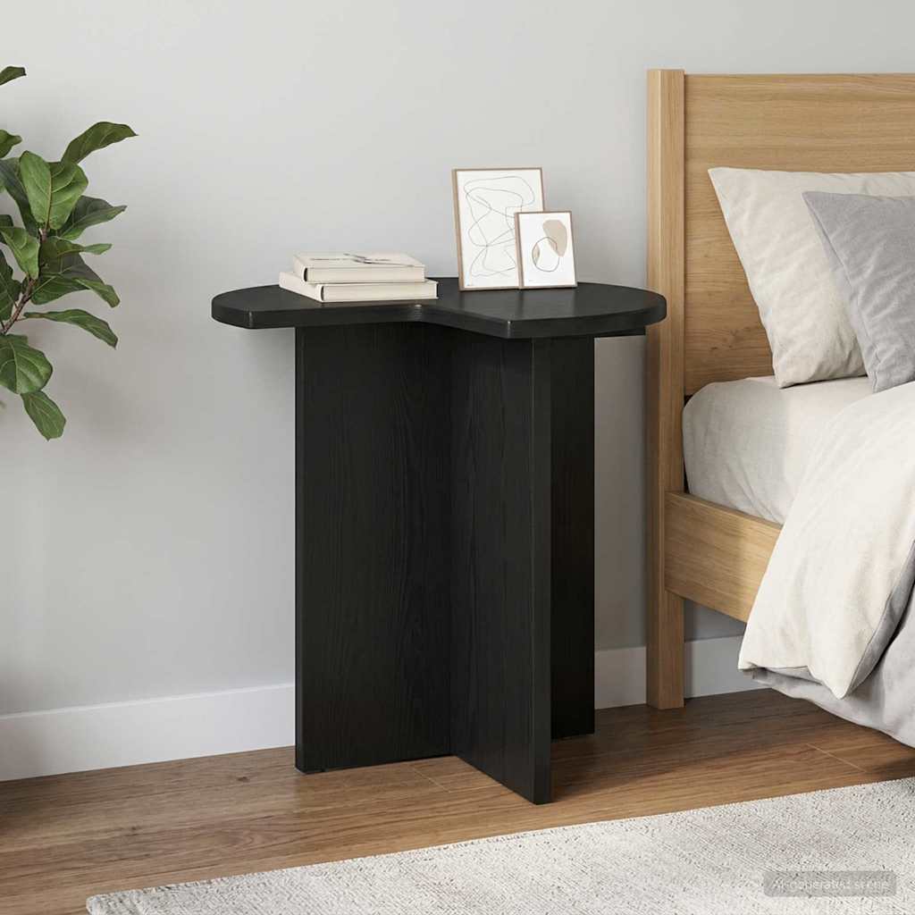 Side Table Black Oak Ø 39 x 38 cm Engineered Wood