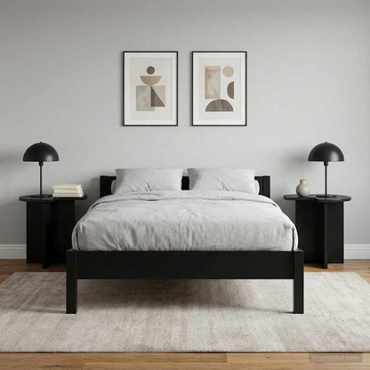 Side Table 2 pcs Black Oak Ø 39 x 38 cm Engineered Wood