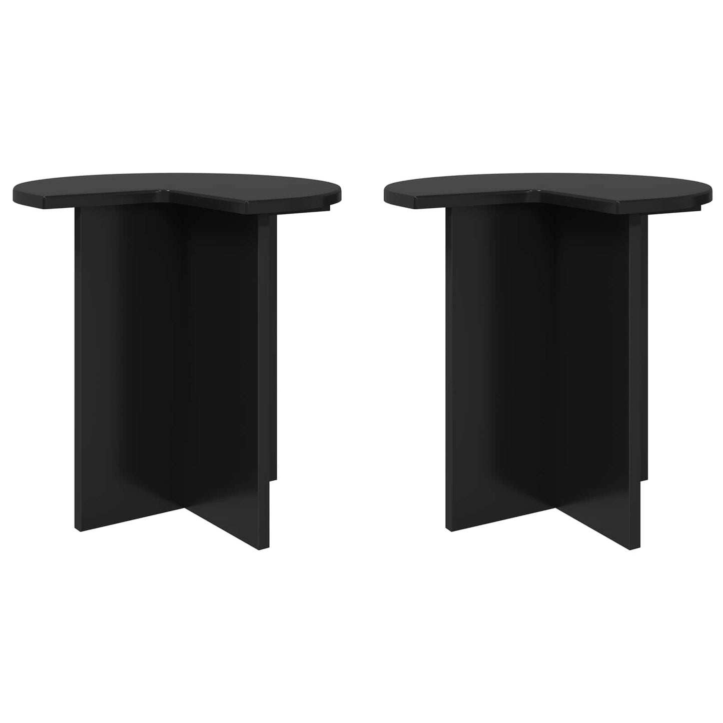 Side Table 2 pcs Black Oak Ø 39 x 38 cm Engineered Wood