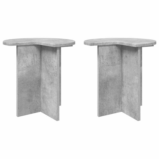 Side Table 2 pcs Concrete Grey Ø 39 x 38 cm Engineered Wood