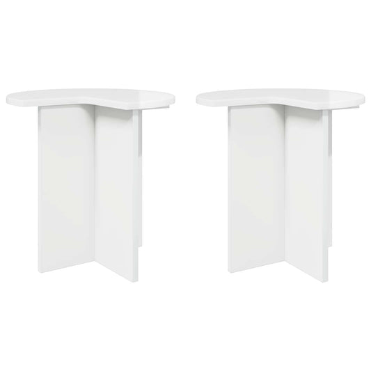 Side Table 2 pcs High Gloss White Ø 39 x 38 cm Engineered Wood