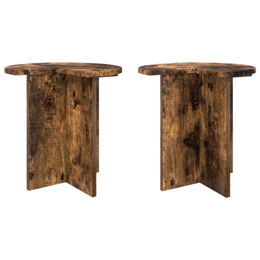 Side Table 2 pcs Smoked Oak Ø 39 x 38 cm Engineered Wood