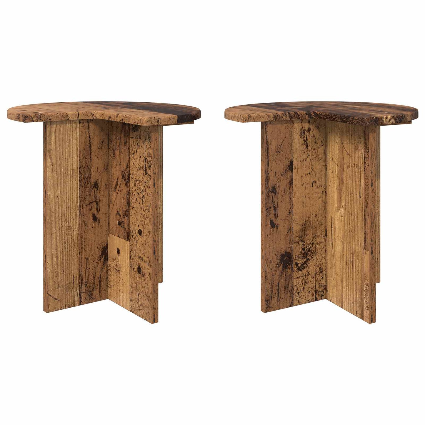 Side Table 2 pcs Old Wood Ø 39 x 38 cm Engineered Wood