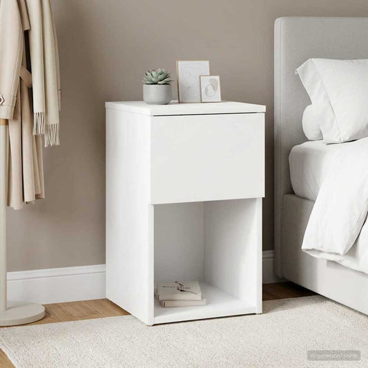 Bed Cabinet White 29 x 31.5 x 49 cm Engineered Wood