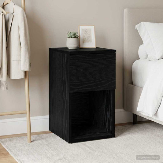 Bed Cabinet Black Oak 29 x 31.5 x 49 cm Engineered Wood