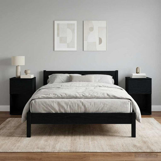 Bed Cabinet 2 pcs Black Oak 29 x 31.5 x 49 cm Engineered Wood
