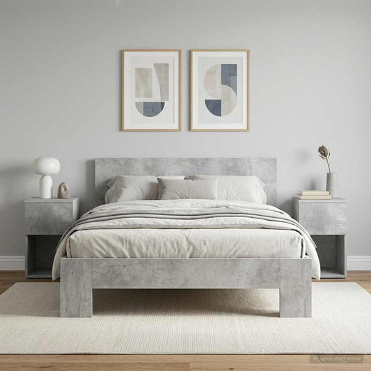 Bed Cabinet 2 pcs Concrete Grey 29 x 31.5 x 49 cm