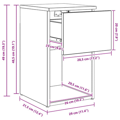 Bed Cabinet Grey Sonoma 29 x 31.5 x 49 cm Engineered Wood