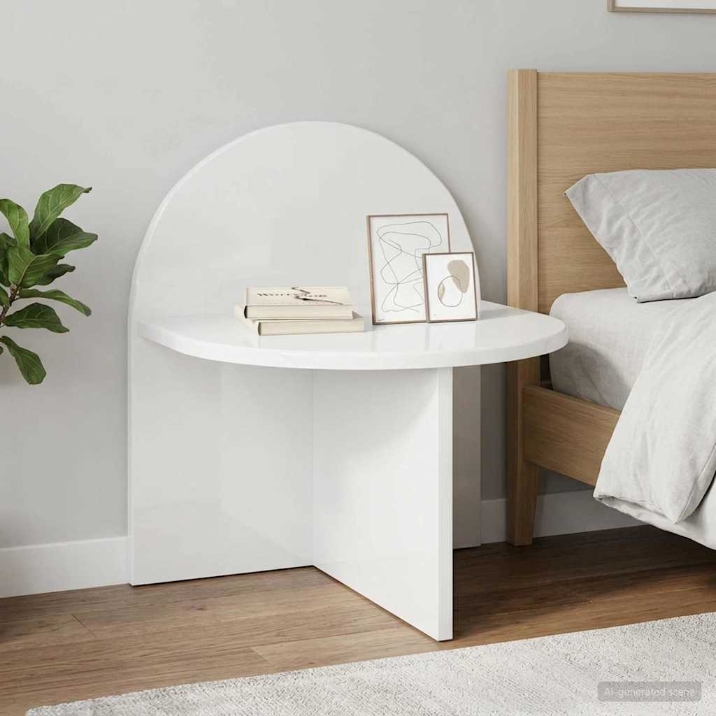 Bedside Table High Gloss White 40 x 35.5 x 45.5 cm