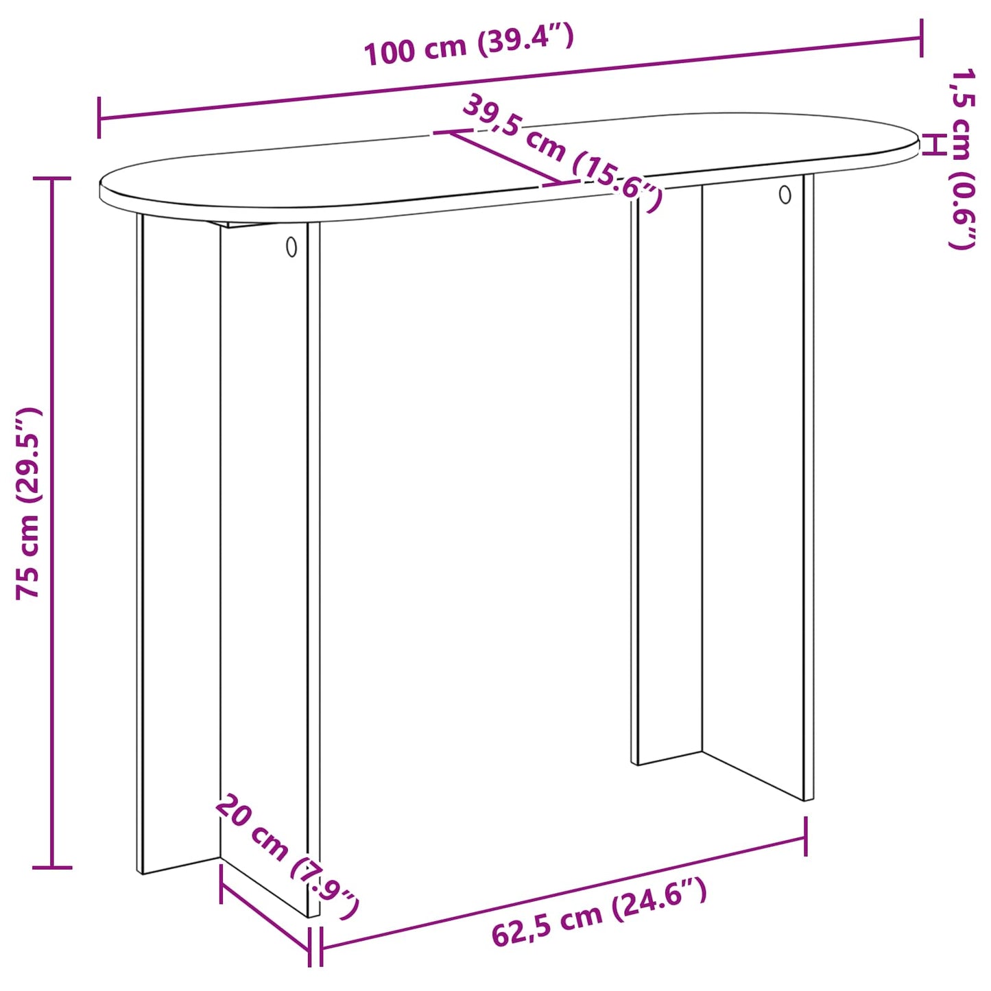 Console Table Black Oak 100 x 39.5 x 75 cm Engineered Wood