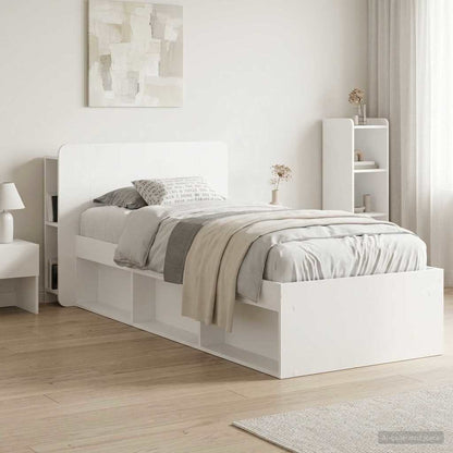 Headboard Cabinet with Storage White Engineered Wood
