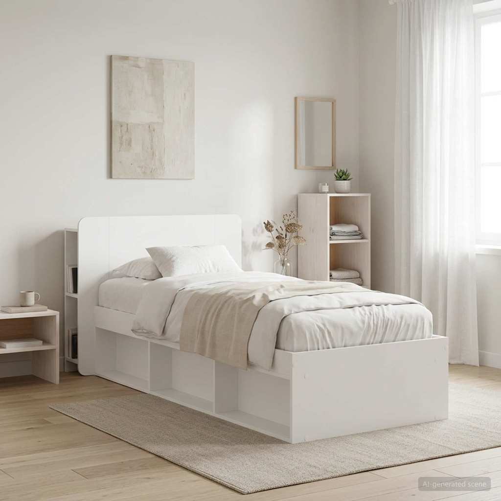 Headboard Cabinet with Storage White Engineered Wood