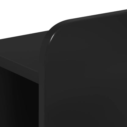 Headboard Cabinet with Storage Black Engineered Wood