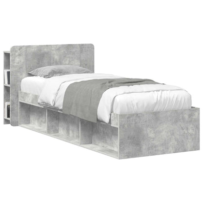 Headboard Cabinet with Storage Concrete Grey Engineered Wood