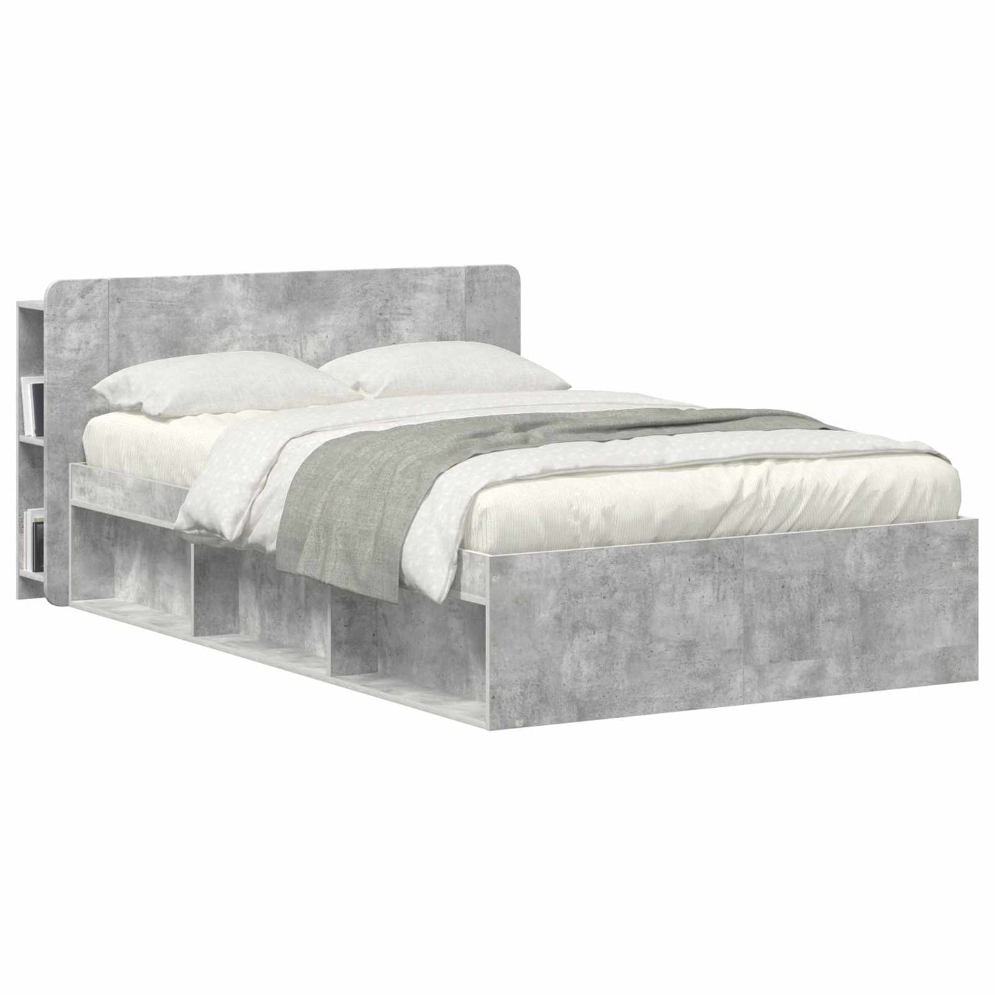 Headboard Cabinet with Storage Concrete Grey Engineered Wood