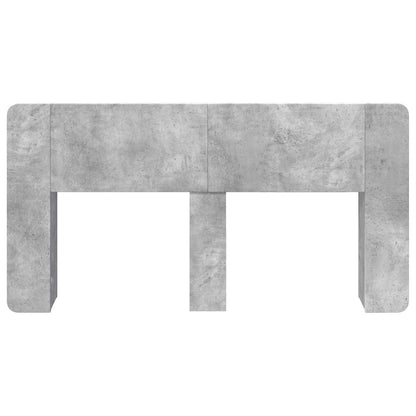 Headboard Cabinet with Storage Concrete Grey Engineered Wood