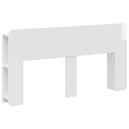 Headboard Cabinet with Storage High Gloss White Engineered Wood
