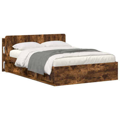 Headboard Cabinet with Storage Smoked Oak Engineered Wood
