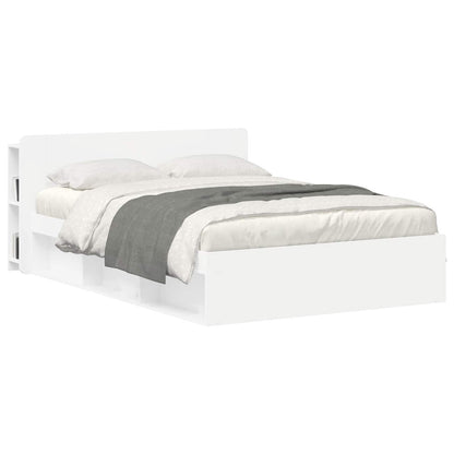 Headboard Cabinet with Storage White Engineered Wood