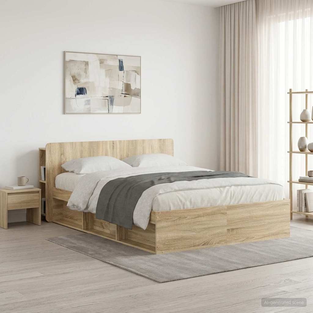 Headboard Cabinet with Storage Sonoma Oak Engineered Wood