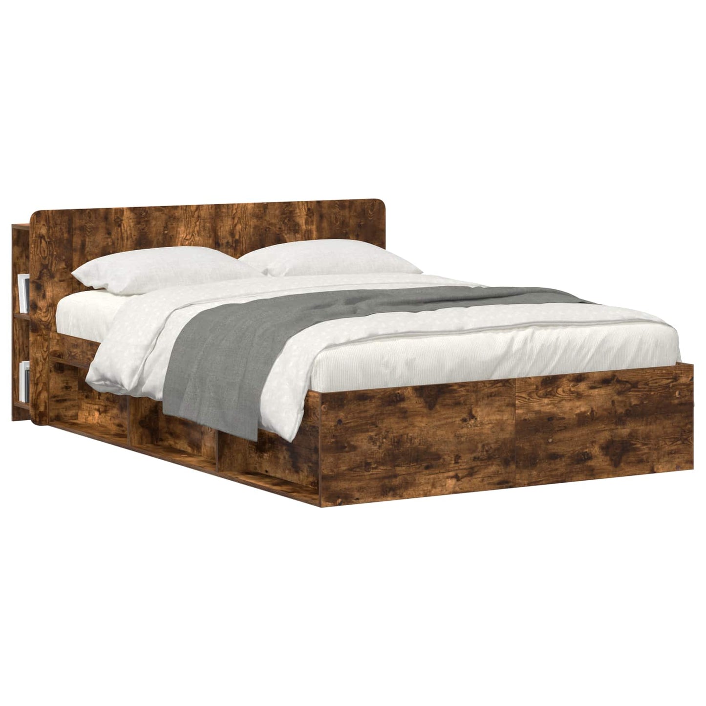 Headboard Cabinet with Storage Smoked Oak Engineered Wood