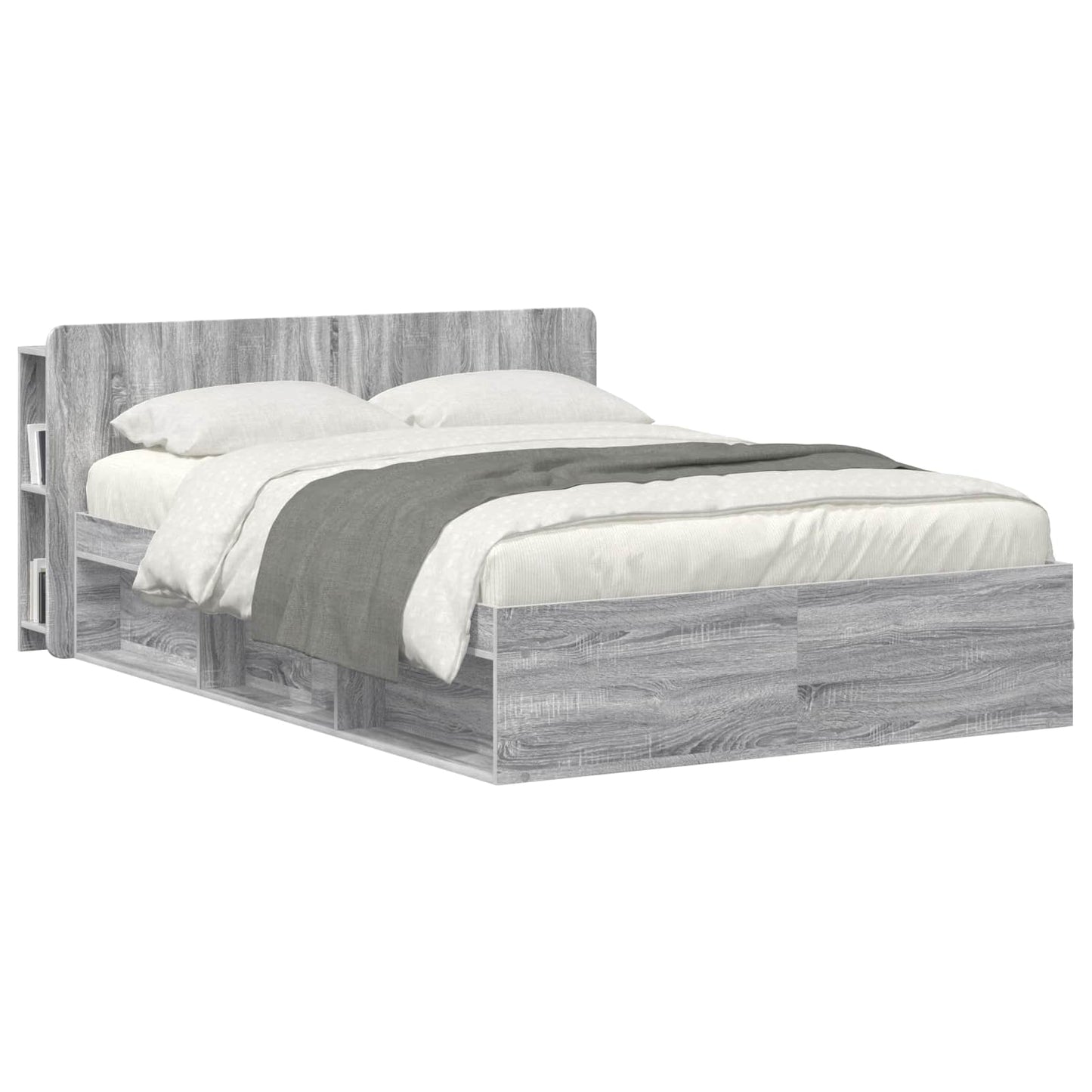 Headboard Cabinet with Storage Grey Sonoma Engineered Wood
