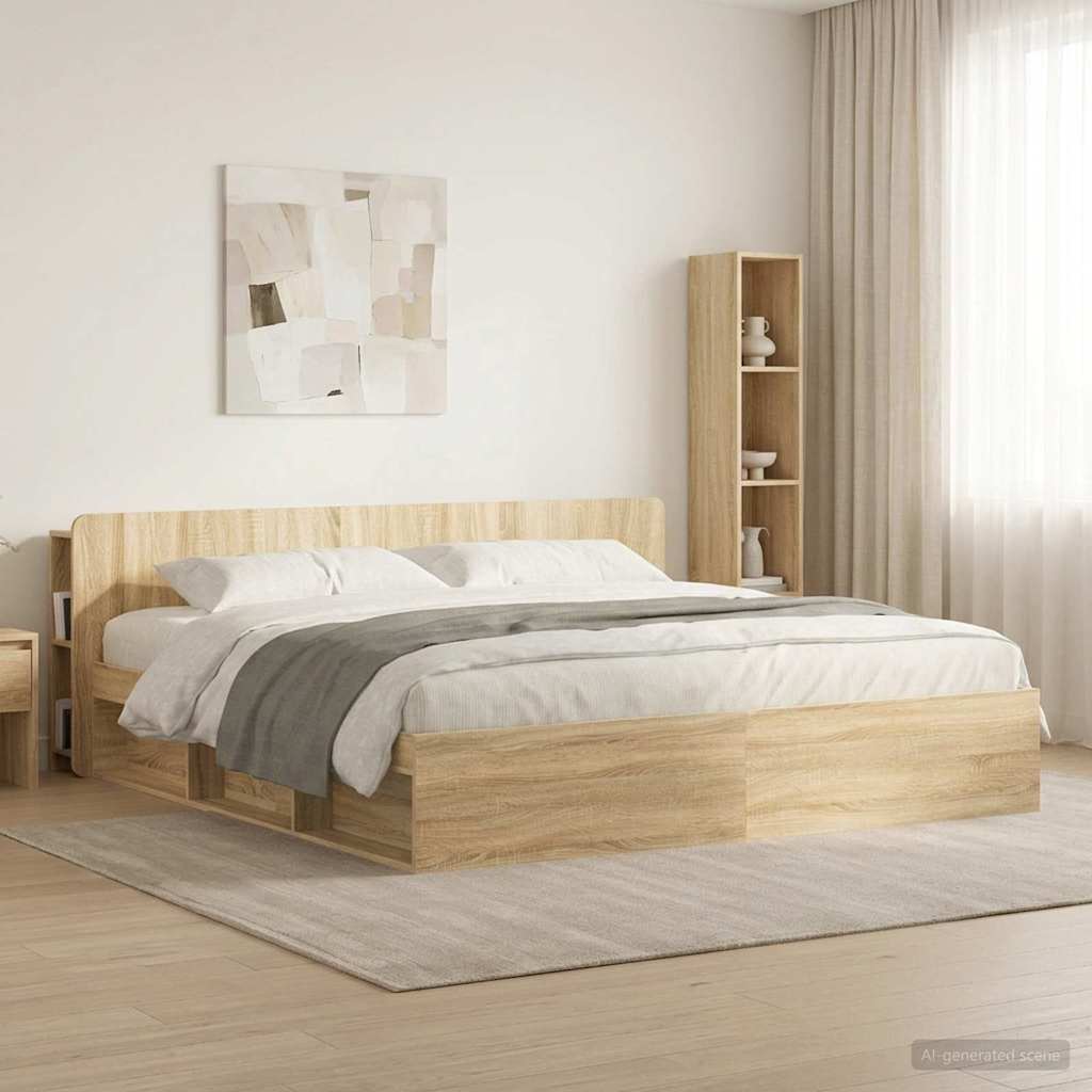 Headboard Cabinet with Storage Sonoma Oak Engineered Wood