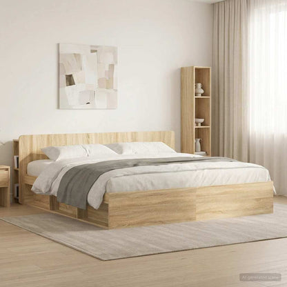 Headboard Cabinet with Storage Sonoma Oak Engineered Wood