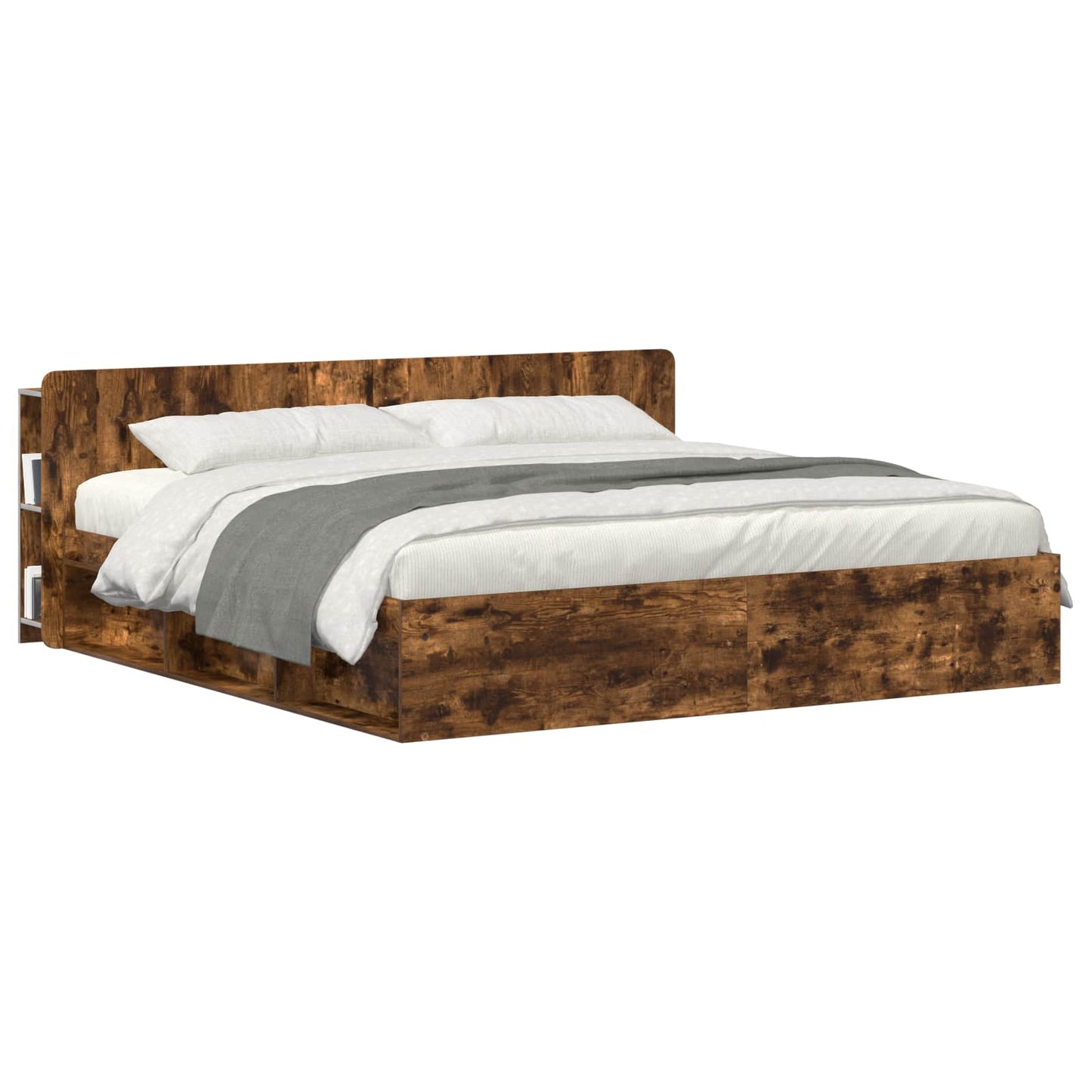 Headboard Cabinet with Storage Smoked Oak Engineered Wood