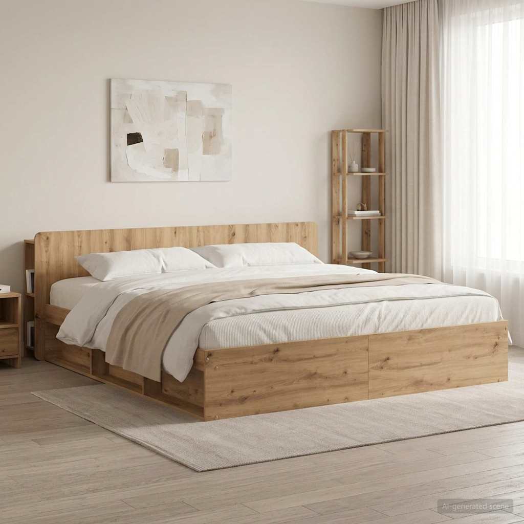Headboard Cabinet with Storage Artisan Oak Engineered Wood