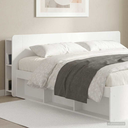 Headboard Cabinet with Storage White Engineered Wood