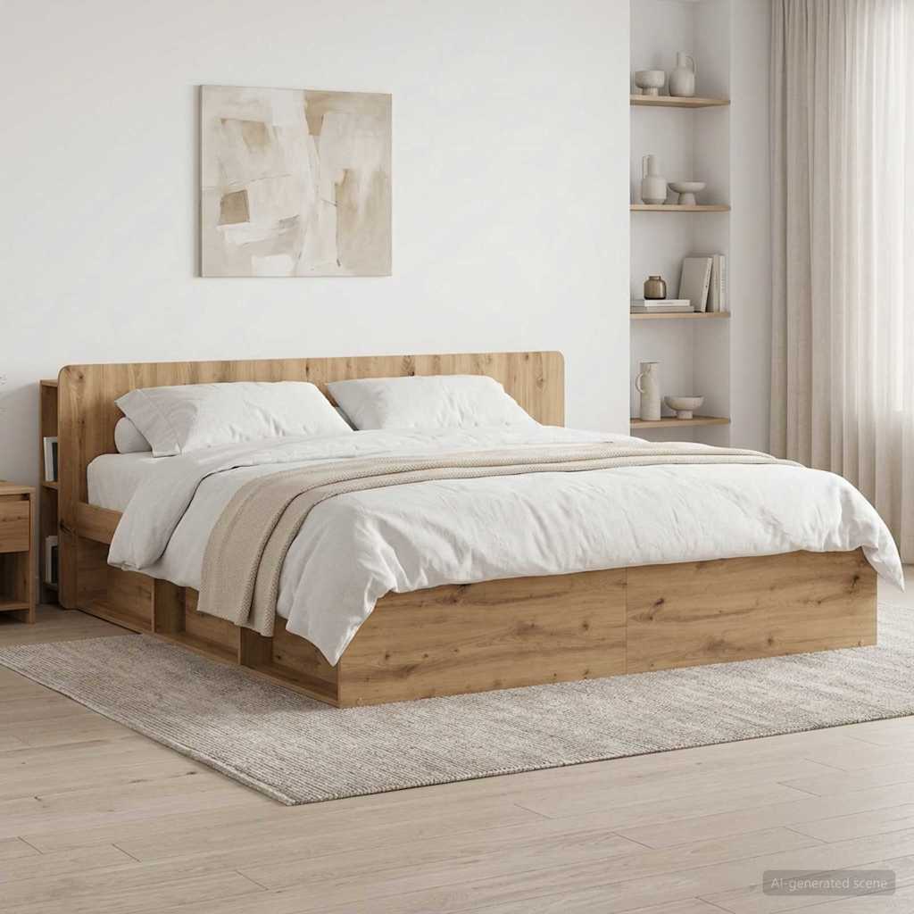 Headboard Cabinet with Storage Artisan Oak Engineered Wood