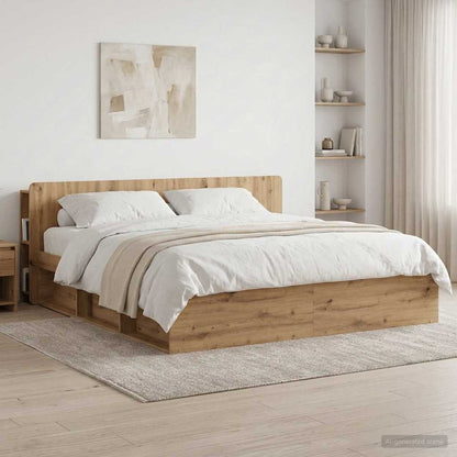 Headboard Cabinet with Storage Artisan Oak Engineered Wood