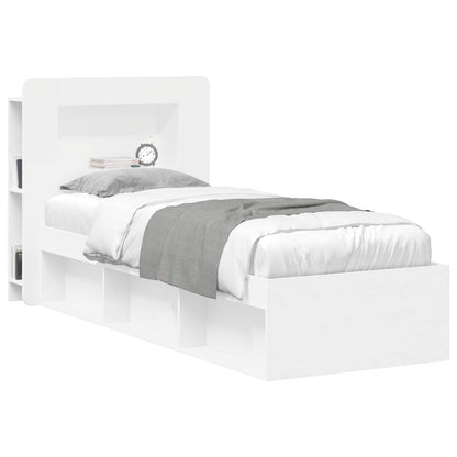 Headboard Cabinet with Storage White Engineered Wood