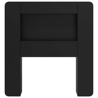 Headboard Cabinet with Storage Black Engineered Wood